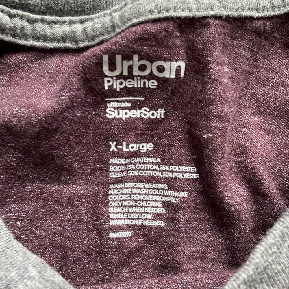 Urban Pipeline Long sleeved Maroon/grey Tee